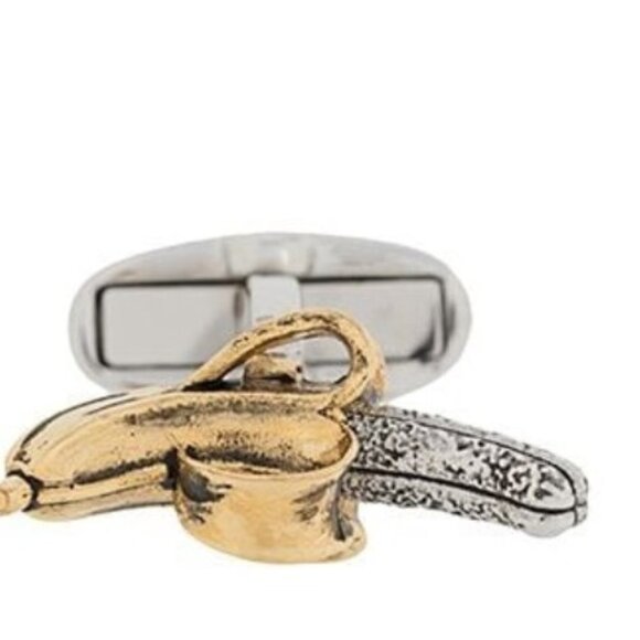 New Paul Smith Cufflinks Banana Authentic Gold Silver Tone No Box - Picture 1 of 11
